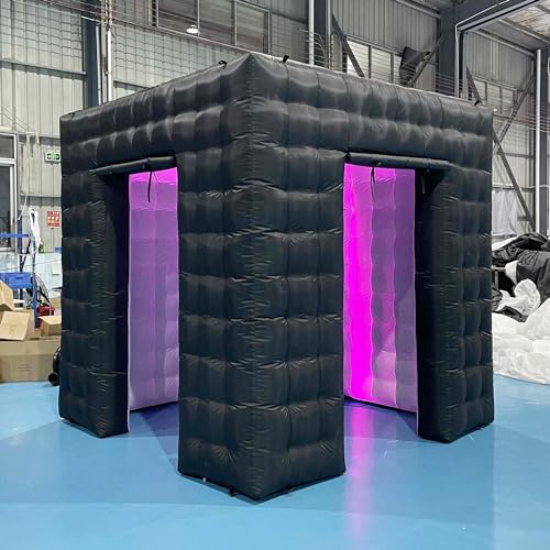 SAYOK Portable Inflatable Photo Booth Enclosure (White, Two Doors, 8.2x8.2x8.2ft), Photo Booth Tent with Air Blower and Remote Controller