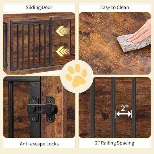 78 Inch Dog Cage Furniture for 2 Dogs, Extra Large Breed Double Dog Crate Furniture, XXL Thick Wooden TV Stand, Dog Kennel Furniture with Divider