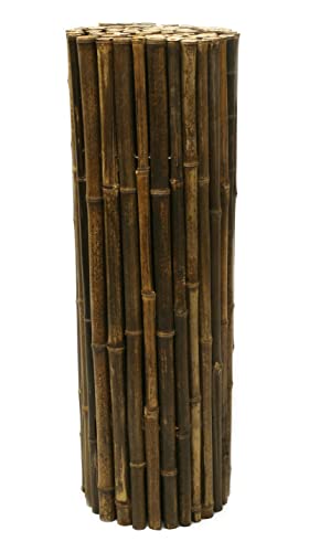 Backyard X-Scapes Natural Bamboo Fencing Garden Screen Rolled Fence Panel 6 ft H x 8 ft L Natural Black