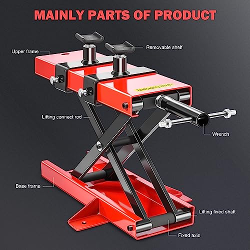 DNA MOTORING Motorcycle Lift Table 1000lbs Capacity Motorcycle Support Stand L 86.2in x W 22in Motorcycle Lift Jack Lifting Range 7.2-30.3in Black