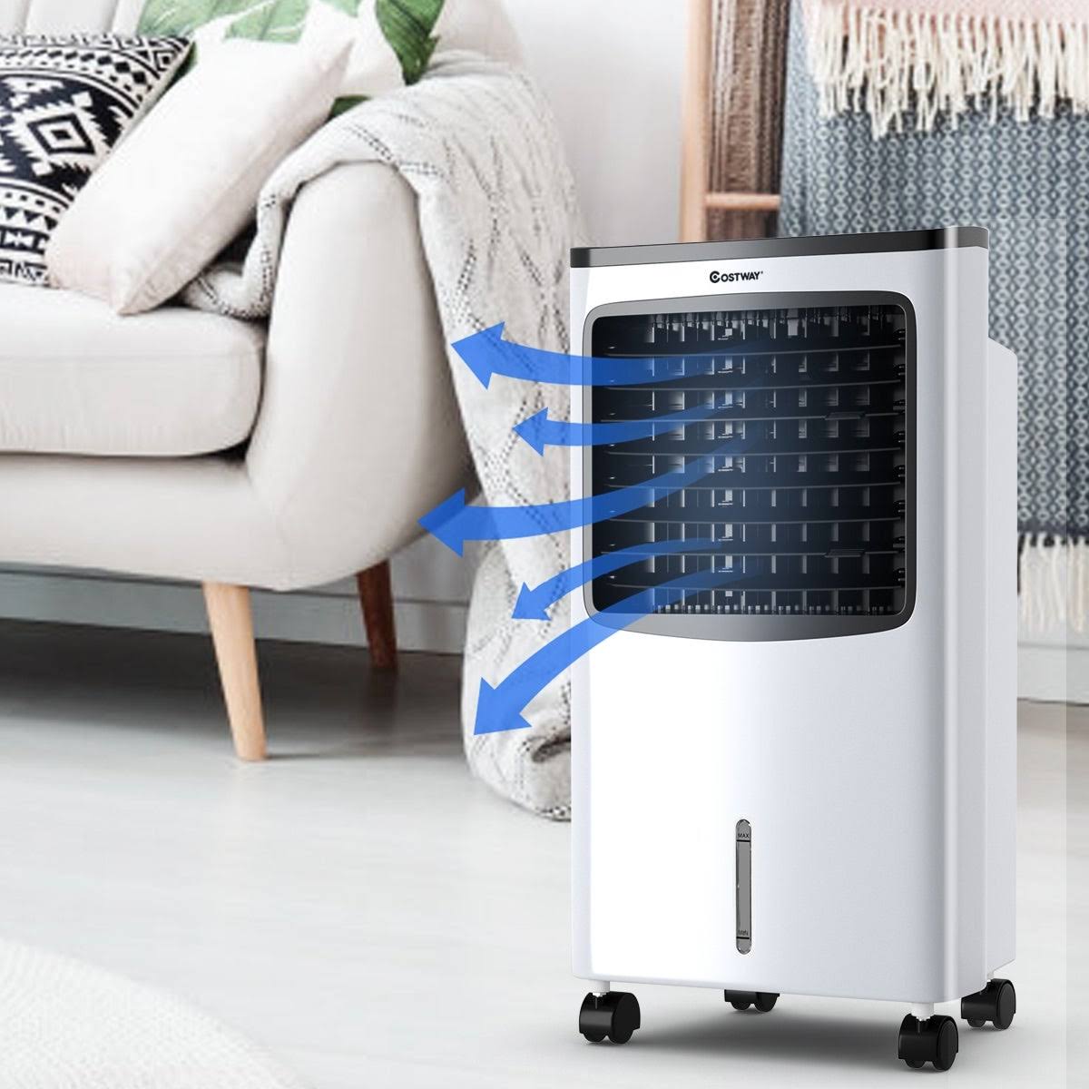 Costway Portable Cooler Fan Filter Humidify Anion w/ Remote Control - Black