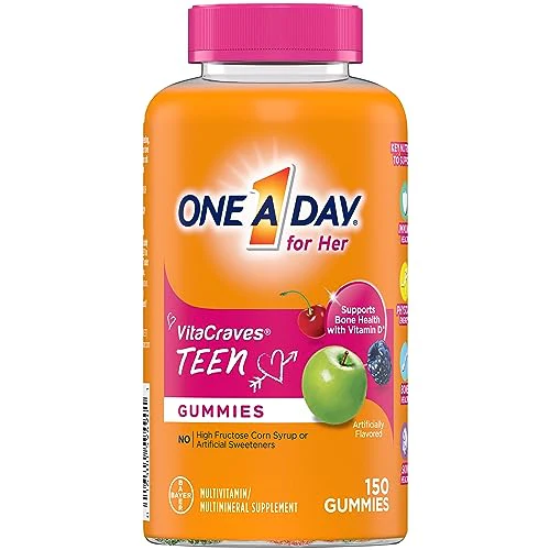 One A Day Teen for Her Multivitamin Gummies, Gummy Multivitamins with Vitamin A, C, D, E and Zinc for Immune Health Support, Physical Energy & more