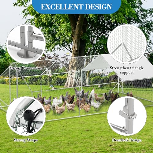 Large Metal Chicken Coop, Walk-in Poultry Cage