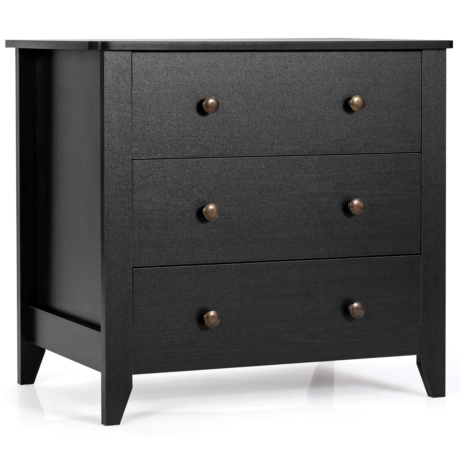 Giantex Drawer Chest with 3 Drawers,Solid Curved Legs and Double Handled Bedside Table Storage Dresser Cabinet for Bedroom, Living Room, Entryway