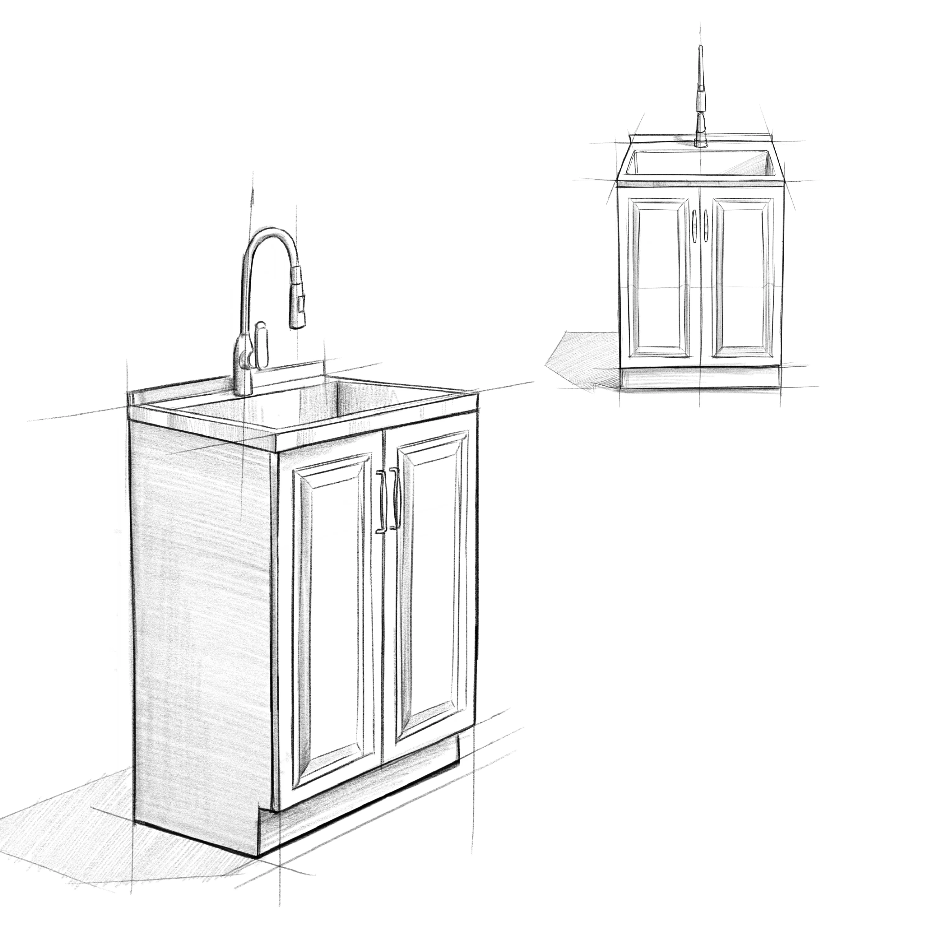 Simpli Home Darwin All-in-One 28-inch Utility Sink &amp; Cabinet