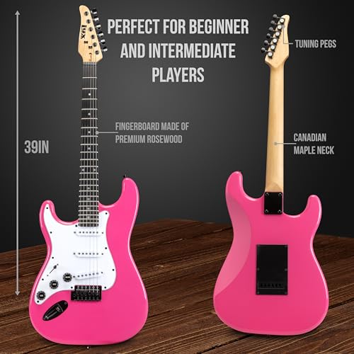 LyxPro Electric Guitar 39" inch Complete Beginner Starter kit Full Size with 20w Amp, Package Includes All Accessories, Digital Tuner, Strings, Picks