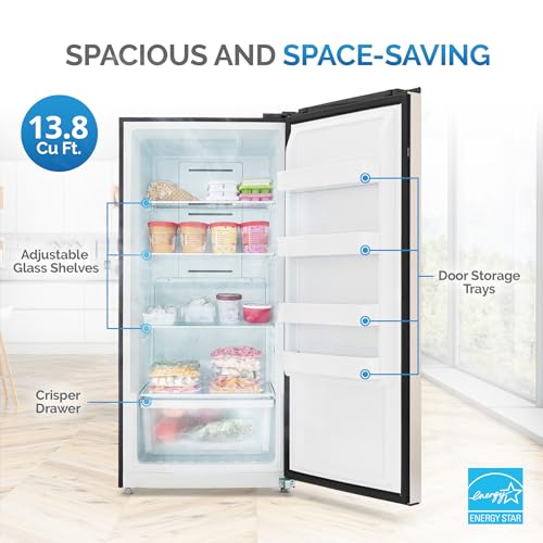 Newair 13.8 cu. ft. Upright Freezer, Fridge Freezer Convertible, Garage Ready Refrigerator, Frost Free Freezer with Door Alarm, Stand up Deep Freezer
