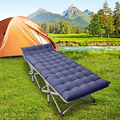 DoCred Folding Camping Cot with Mattress, 2 Pack Heavy Duty Folding Cot for Adults, Portable Sleeping Cot Bed Adults Outdoor Bed with Carry Bag