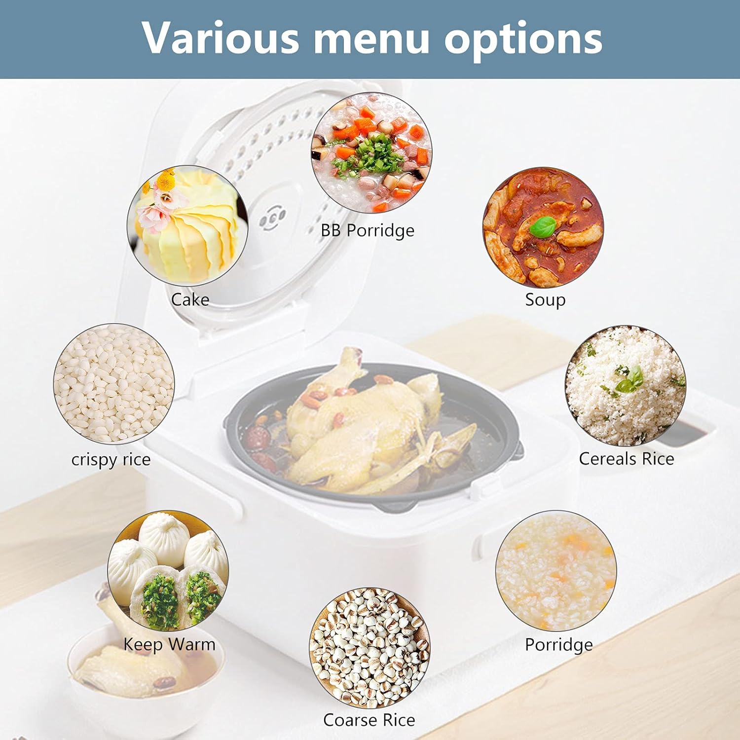 Small Rice Cooker 5 cup Low Carb Smart Ricecooker Reduce Sugar Multi-functional Rice Cooker White Rice Brown Rice, Mixed Rice And Porridge(White)