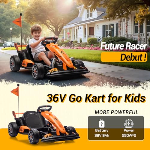 24V Kids Electric Go Kart, Licensed McLaren F1 Drift Kart Car with Dual 200W Motors, Adjustable Seat, 6 Safety Upgrades, CVT Speed Mode