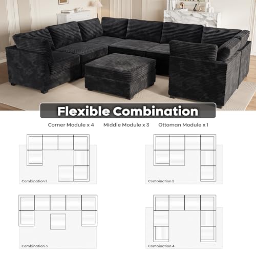 ovios 130.7" Modular Sectional Sofa Couch, U-Shaped Cloud Couches with 2 Ottomans Chaise
