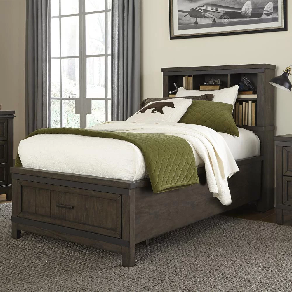 Thornwood Hills Dark Gray Twin Bookcase Bed