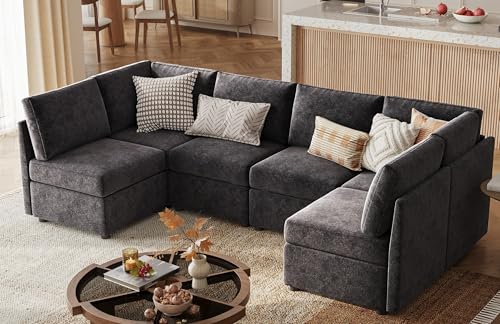 LINSY HOME Modular Sectional Sofa, Convertible U Shaped Sofa Couch with Storage, Memory Foam, Modular Sectionals with Ottomans