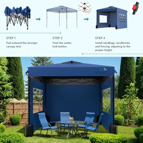 10X10 Pop Up Canopy Tent with 3 Sidewalls,Easy Up Canopy,Commercial Instant Shelter,Heavy Duty One Person Set Up Event Tent,Gray