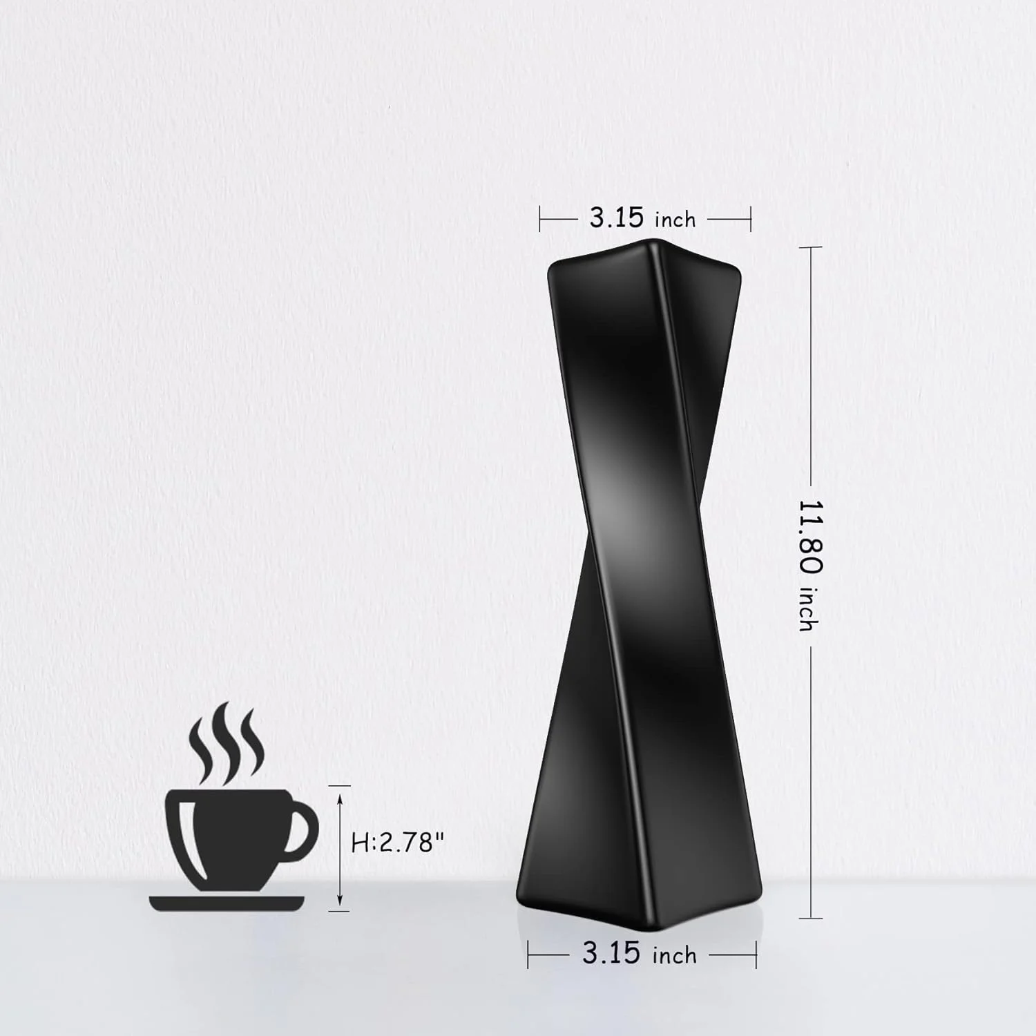 Ceramic Geometric Modern Farmhouse Vase, Black