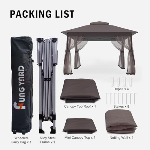 Outdoor Pop Up Gazebo 10x10 - Instant Canopy Tent with Mosquito Nettings