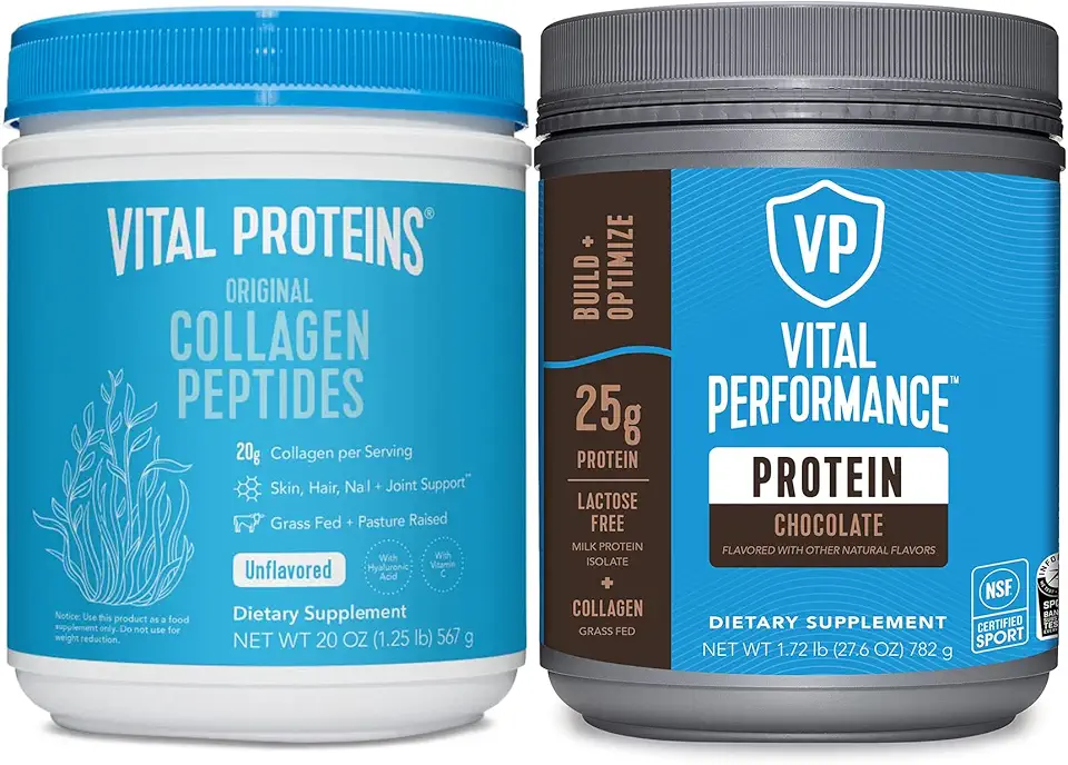 Vital Proteins 1.25 lb Unflavored Collagen Peptides Powder + 1.72 lb Chocolate Protein Powder - Kansas Nuitrition - HNZSDS
