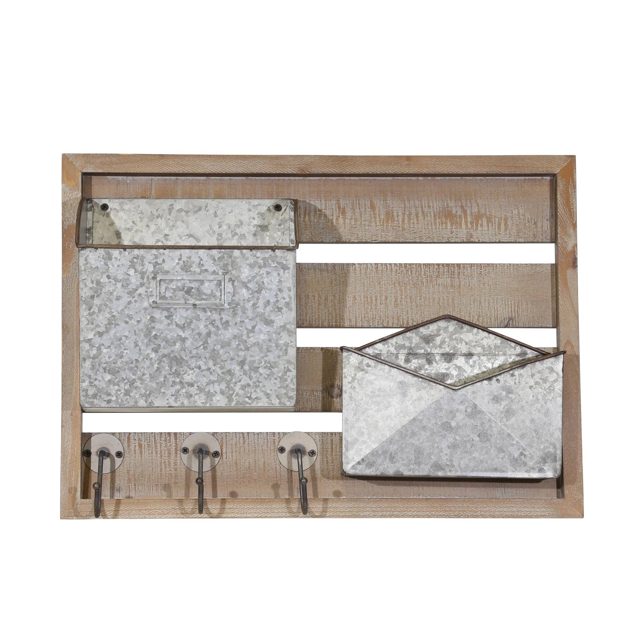 Sagebrook Home Wood and Metal Wall Mail Organizer