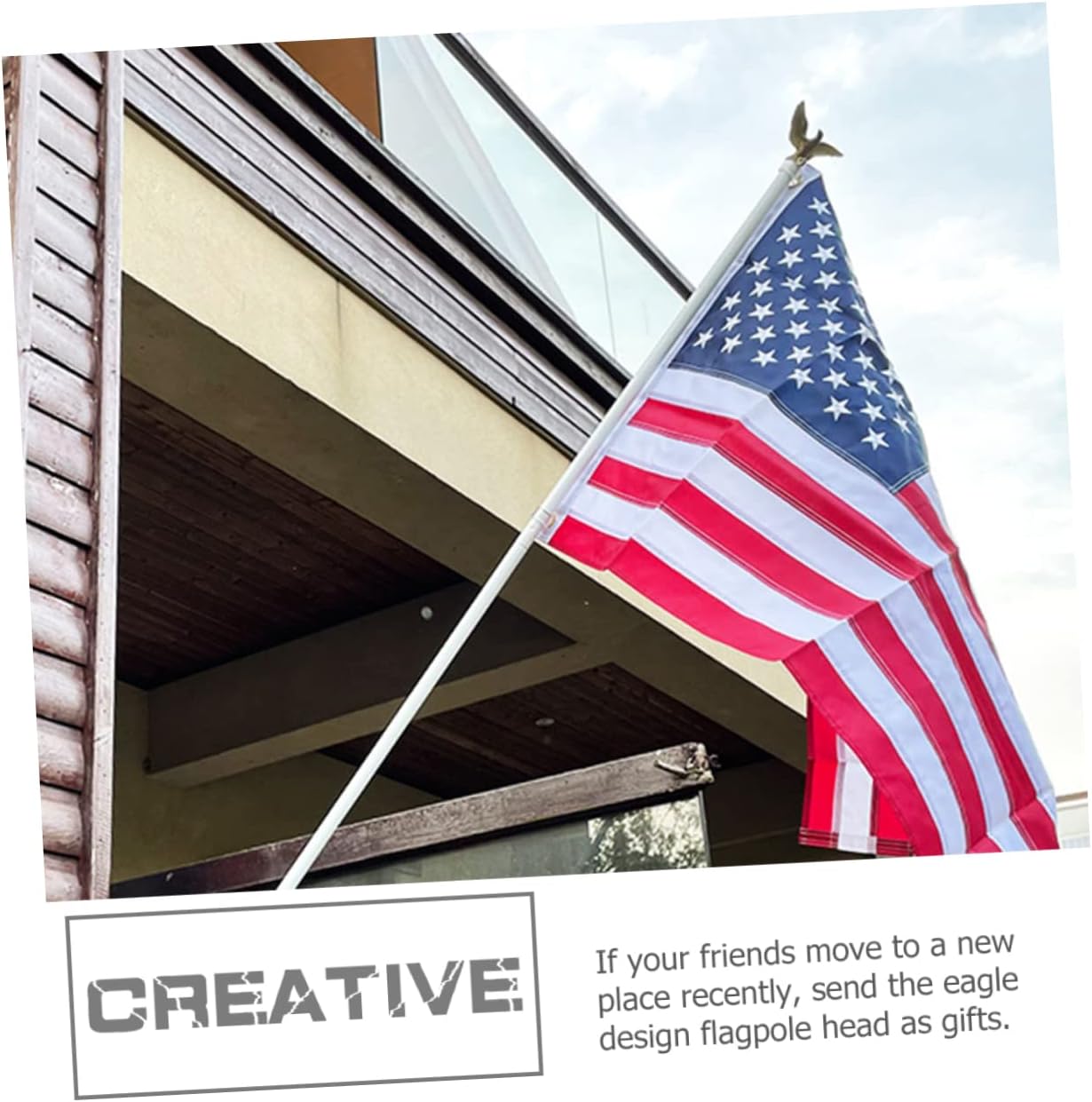 8 Pcs Eagle Flagpole Head Flag Pole Eagle Finial Topper Crafts Flag Topper Outdoor Accessories Metal Decor Metal Trim Top Hat Flag Pole Ornament The