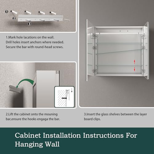 36x30 Inch Led Bathroom Medicine Cabinet Mirror