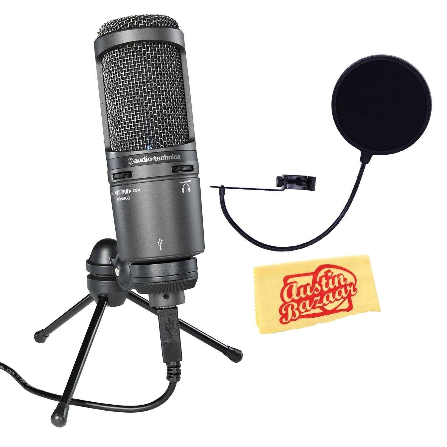 Audio-Technica AT2020USB+ Cardioid Condenser USB Microphone Bundle with Pop Filter and