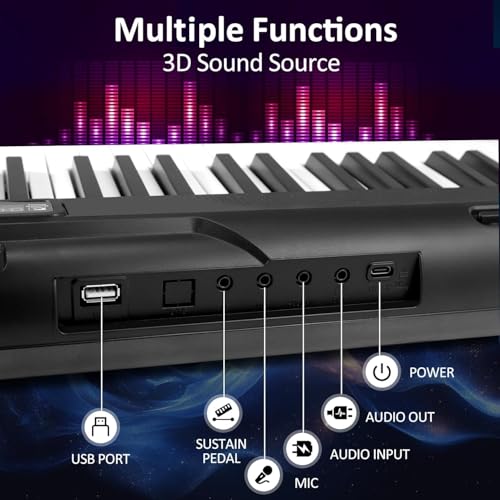 88 Key Piano Keyboard,Beginner Electric Digital Piano with Semi Weighted Keys,Keyboard Piano withSustain Pedal, Power Supply, Stand, Carrying Case