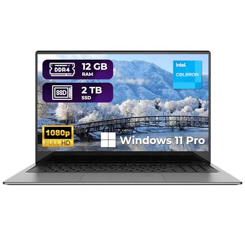 thunderb E156S 15.6" Laptop - Intel Quad-Core, 12GB RAM, 1TB SSD, Windows 11 Pro, Fingerprint, Backlit Keyboard, HDMI, Bluetooth, USB 3.0, HD Webcam