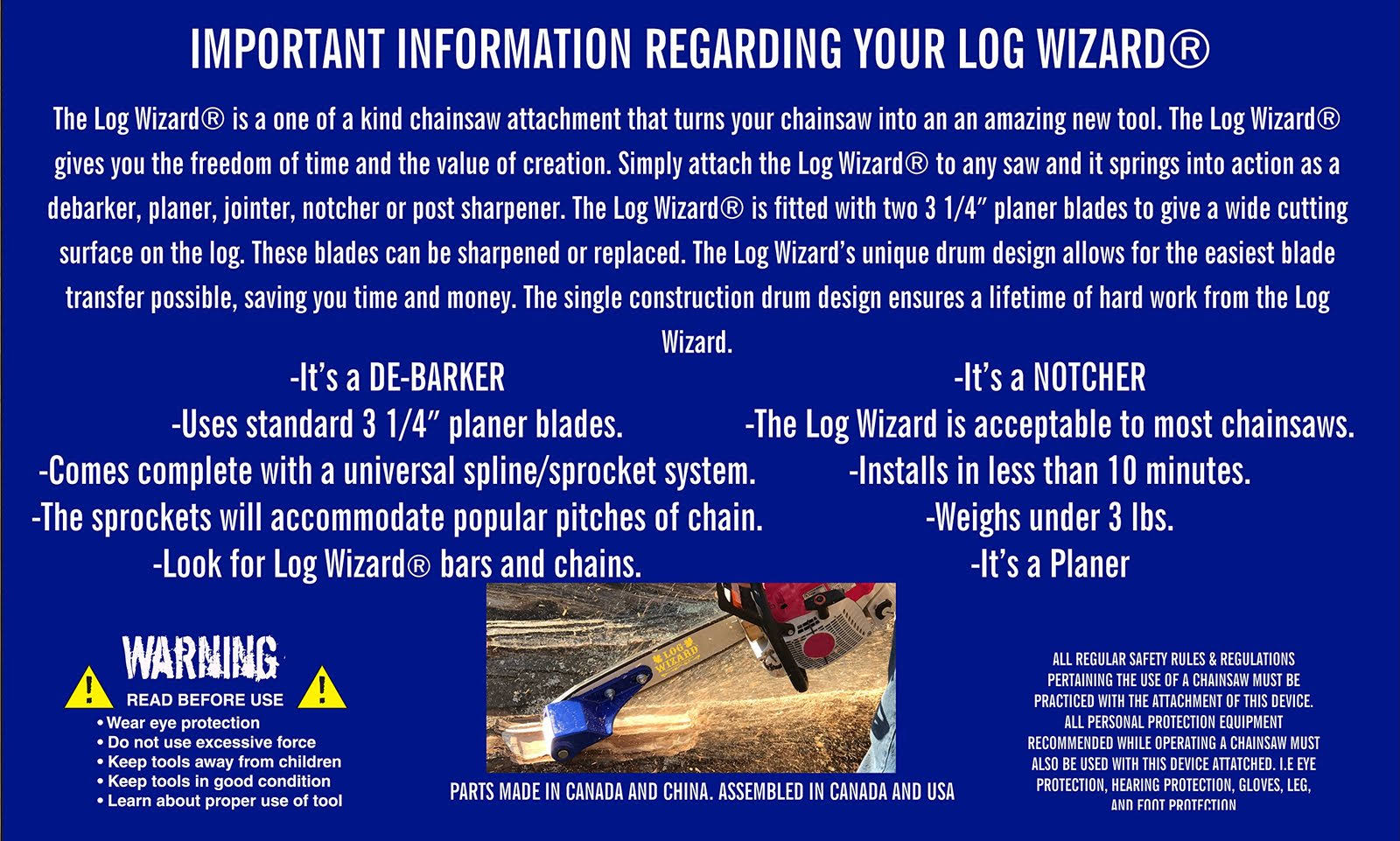 Log Wizard Debarking TOOL. Model#LogW-4000 with Hard Case