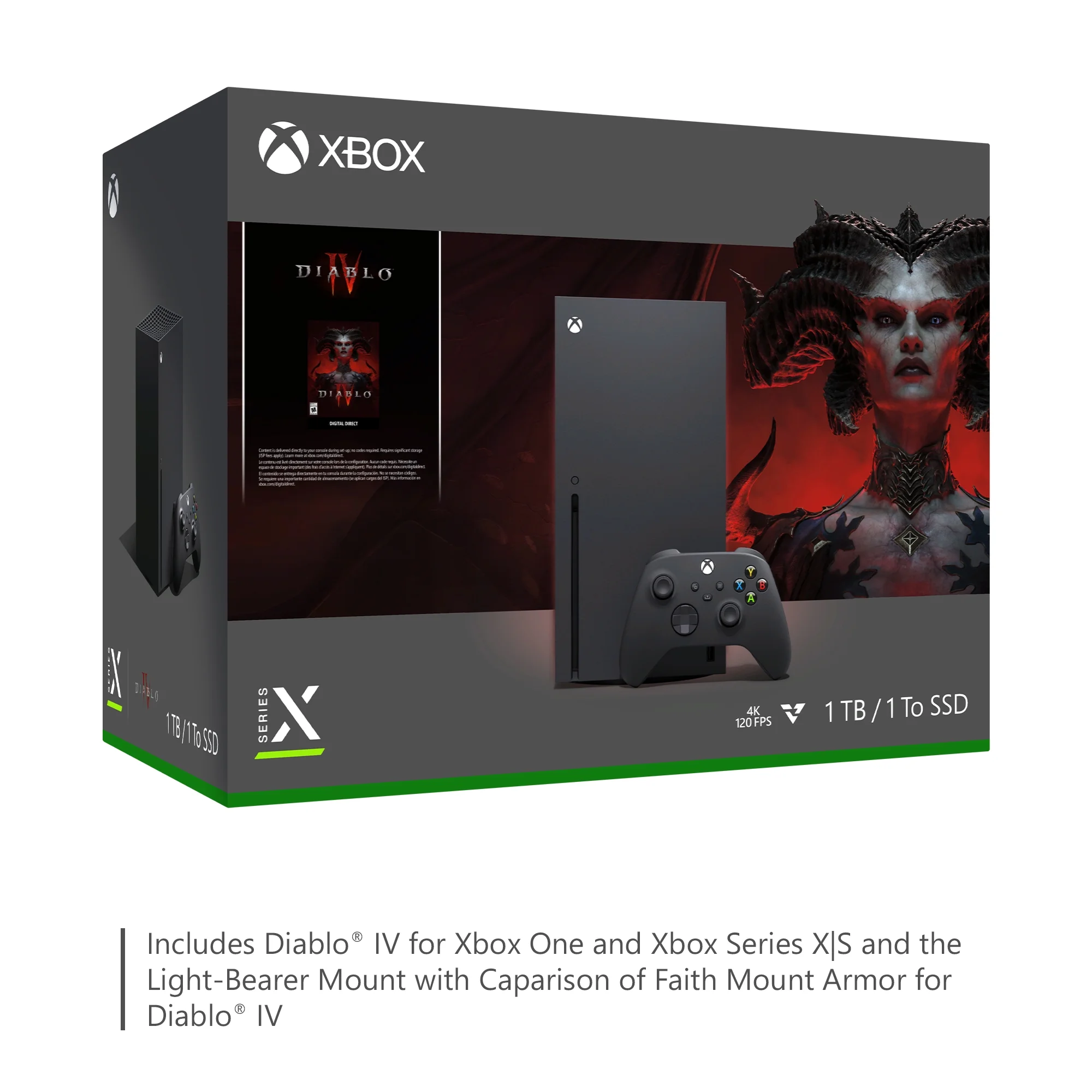 Xbox Series X Diablo IV Bundle with 1TB SSD &amp; Carbon Black Wireless Controller, 120 fps, 16GB RAM, 4K Gaming Experience