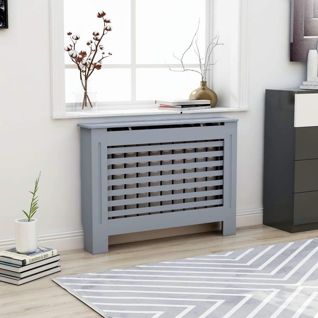 INLIFE Heating Cover Cabinet,MDF Radiator Cover with Water Base and Smooth Top,Slats Heating Cabinet for Living Room,Bedroom,Home 44.1x7.5x31.9(WxDxH)