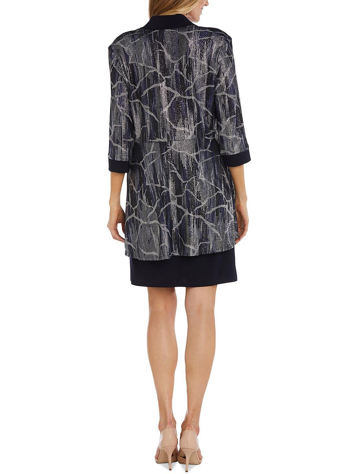 R&M Richards Womens Petites Printed Metallic Two Piece Dress