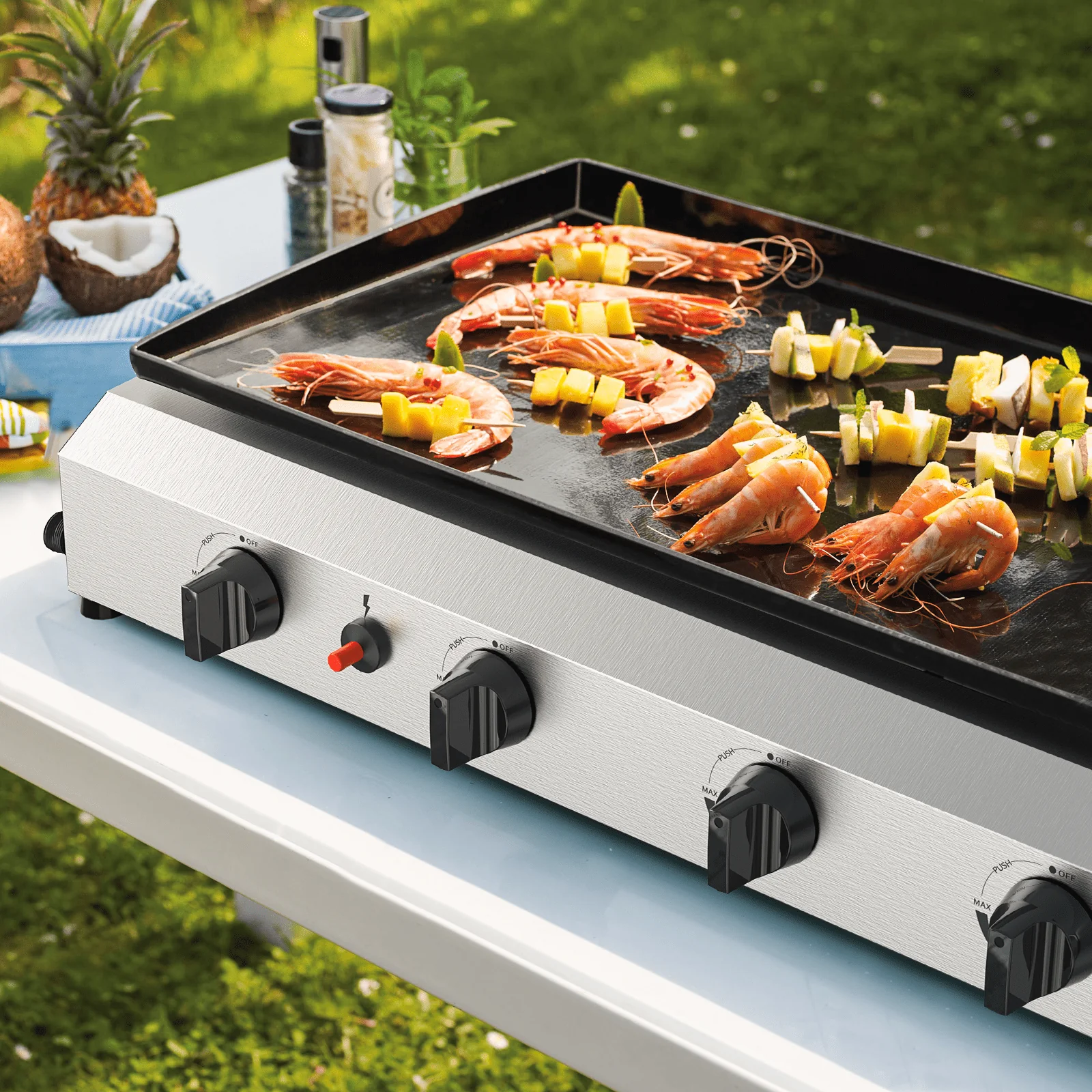 SKOK 3 Burner Gas Griddle-Outdoor Propane Griddle-BTU Propane Fuelled