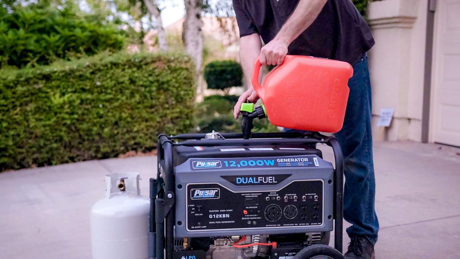 Pulsar G12KBN Heavy Duty Portable Dual Fuel Generator - 9500 Rated Watts & 12000 Peak Watts - Gas & LPG - Electric Start