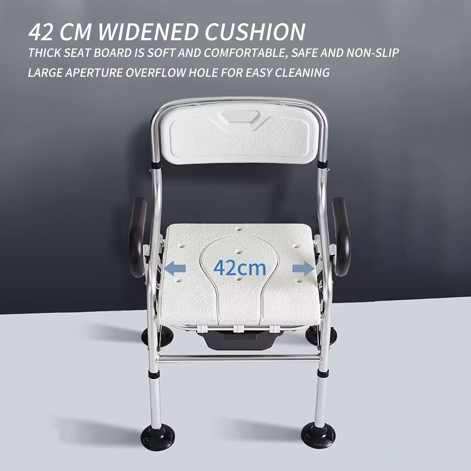 KOHARA Lightweight Foldable Shower Toilet Chair Height Adjustable Elderly Toilet Shower Chair Bedside Commode Chair for Toilet with Arms and Backrest