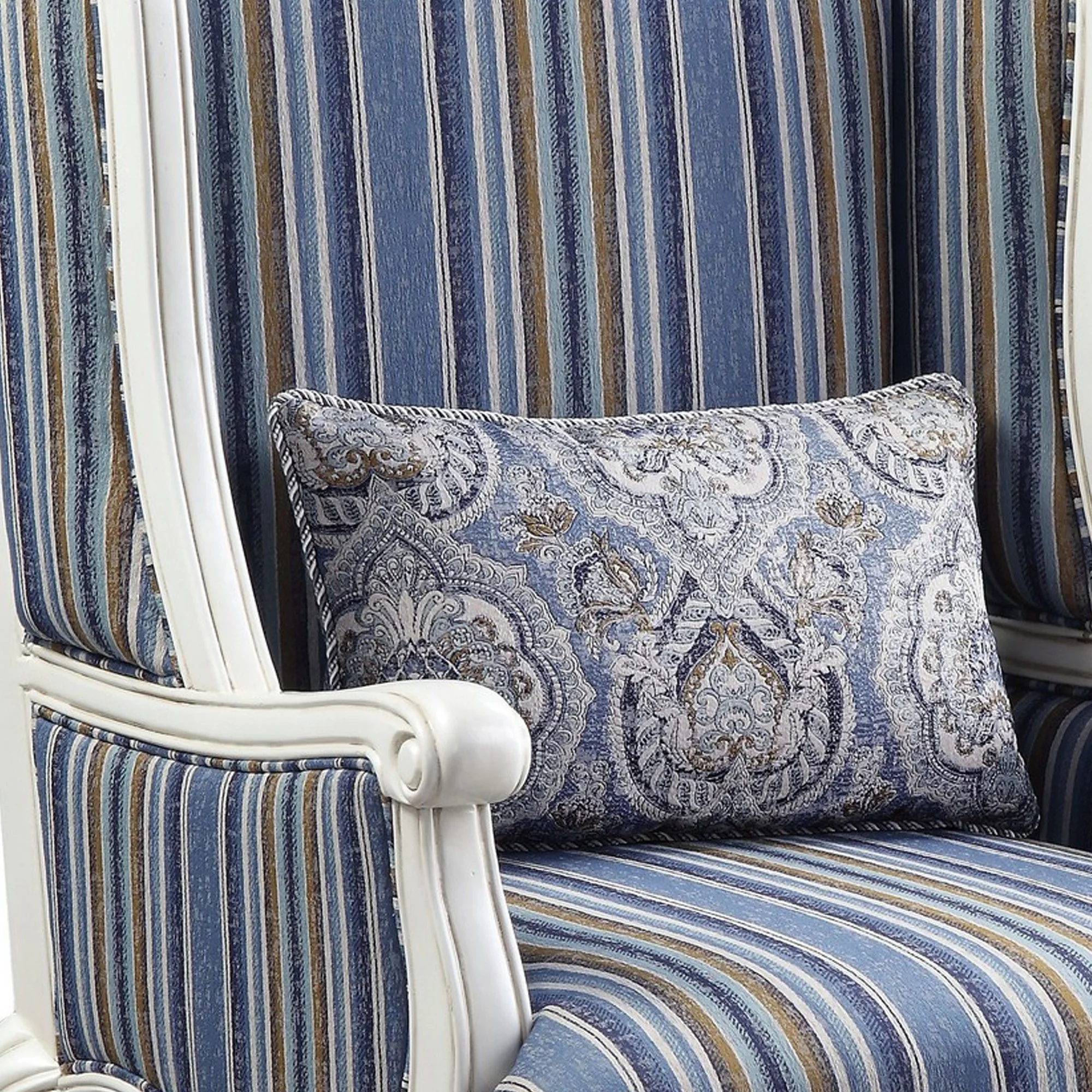 Chair with Wingback and Resin Queen Anne Legs, Blue