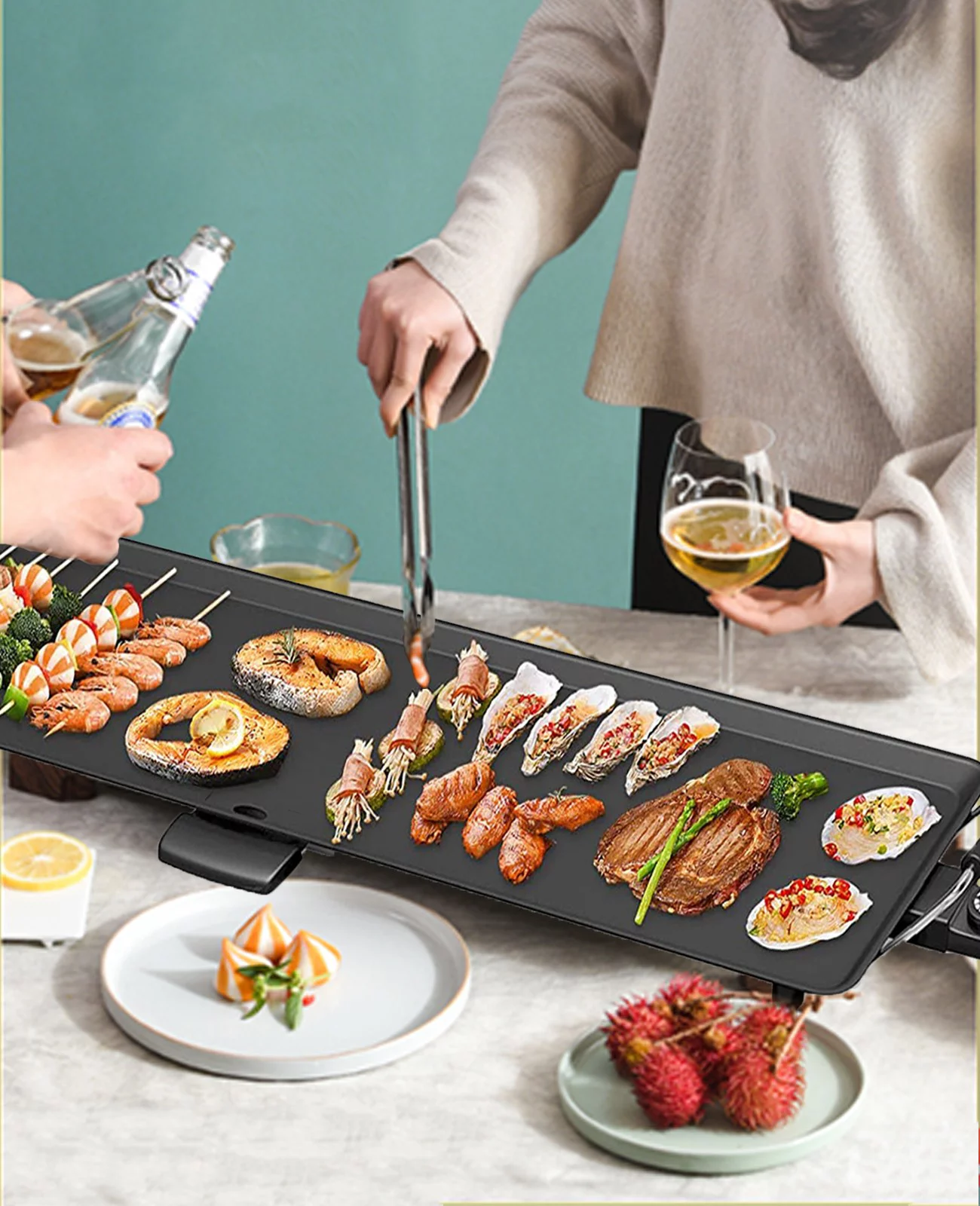Extra Large Nonstick Electric Griddle for Teppanyaki Hibachi Grill (35")