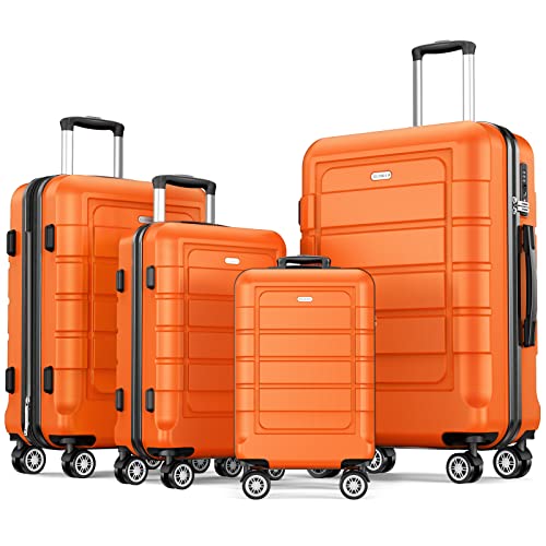 SHOWKOO Luggage Sets Expandable PC+ABS Durable Suitcase Double Wheels TSA Lock Black