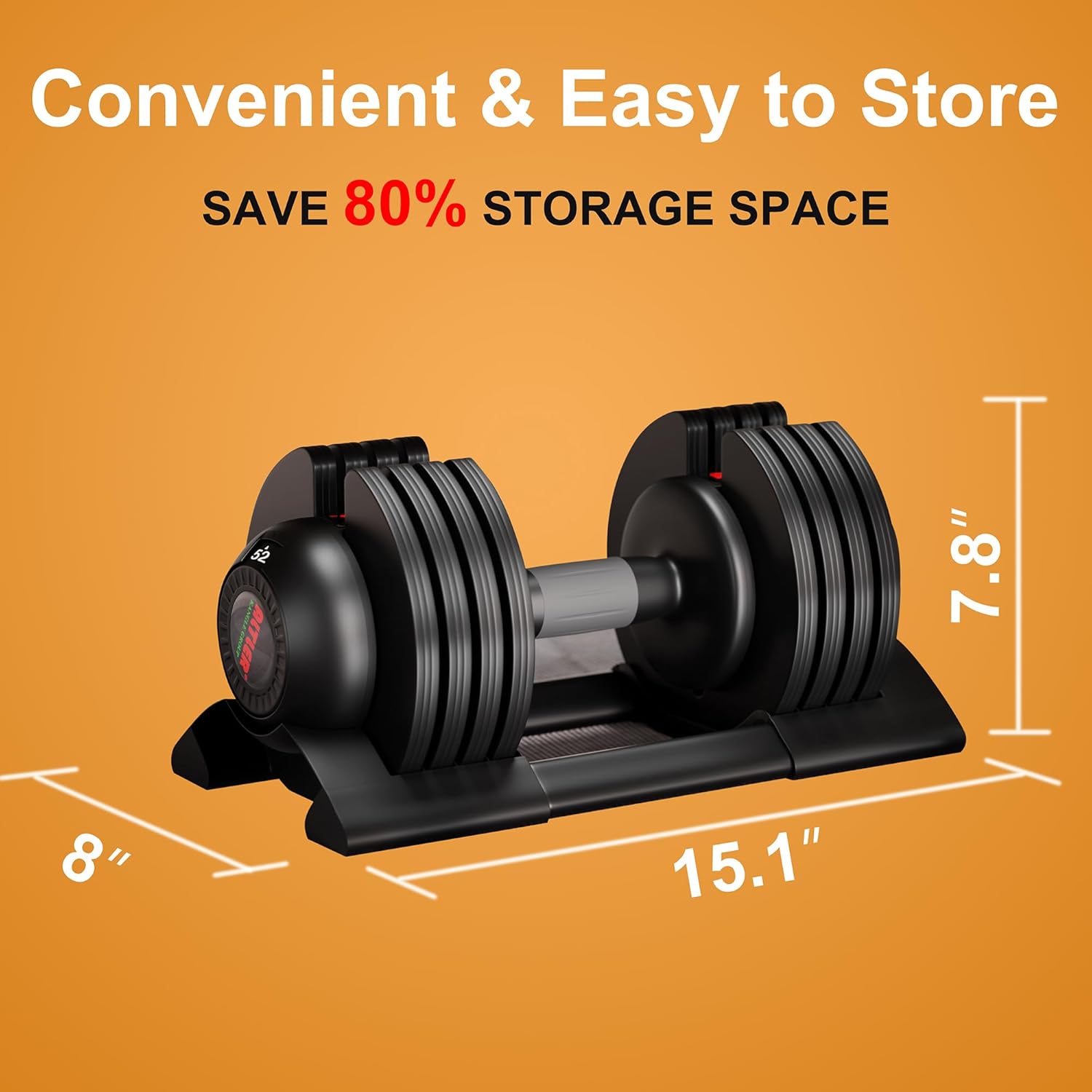 Adjustable Dumbbell, 2PCS 52lb Dumbbell Set with Tray for Workout Strength Training Fitness
