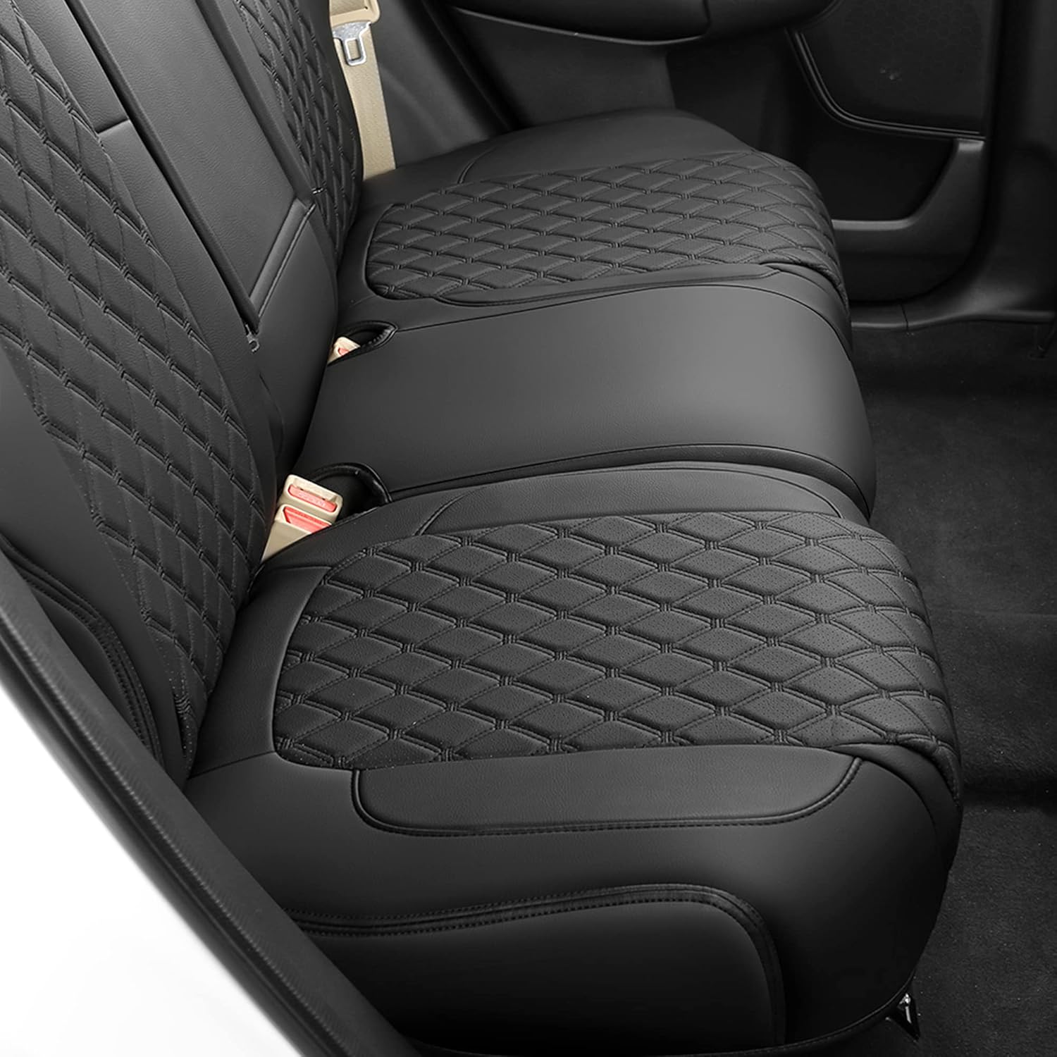 GIANT PANDA Pu Leather Car Seat Covers Full Set Custom Fit for Honda CRV 2017 2018 2019 2020 2021 2022- (Black)