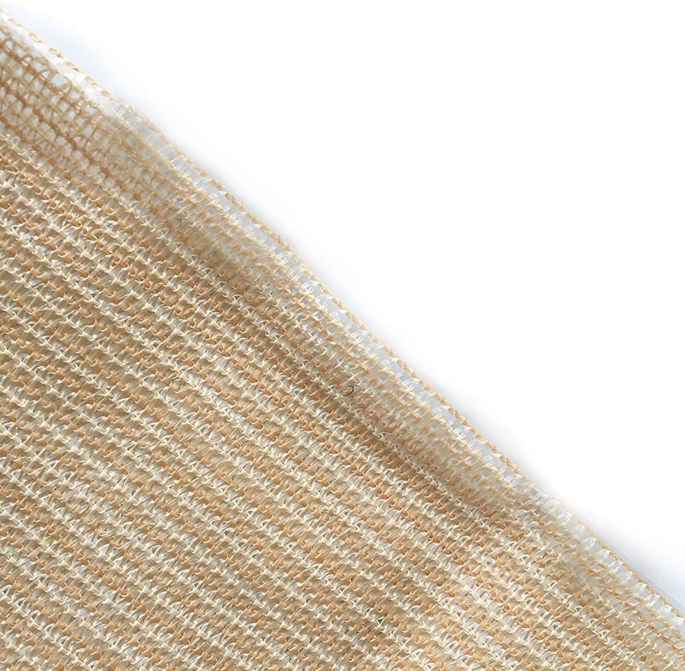 Shatex 90% Sun Shade Fabric, Sun-Block Net Mesh Shade with Clips for Pergola Cover Porch Vertical Screen, Beige (8x16ft) Pack of 2