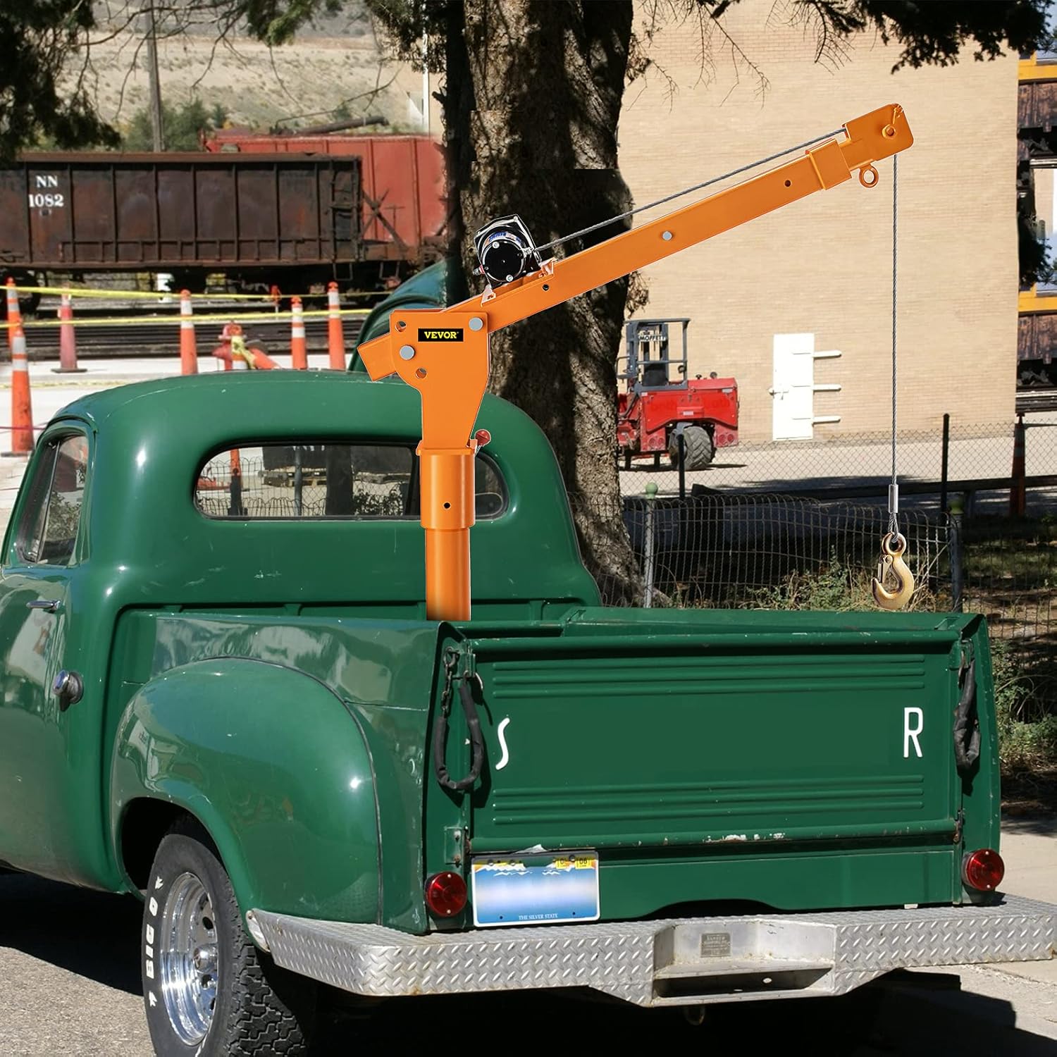 VEVOR Truck Crane Frame, Truck Bed Crane Frame with Adjustable Telescopic Boom, Jib Crane Frame with Single & Double Cable Lifting Modes