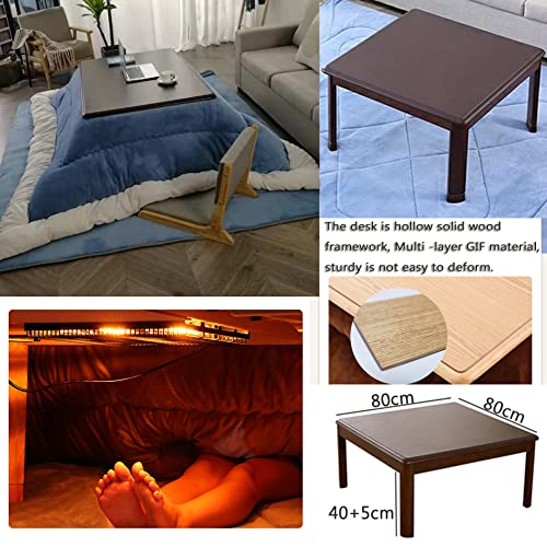 Kotatsu Table Set,Low Table for Sitting on The Floor,Tatami Heating Wood Coffee Tea Tables,with Heater and Blanket,Japanese Stove Desk in Living Room