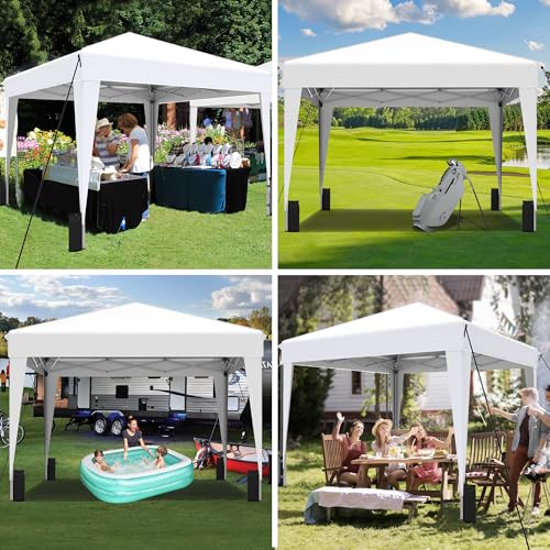 SANWAY 10x10 Pop Up Canopy Tent with Sidewalls x 4 &ndash; Easy Setup Canopy Tent, Waterproof, UV-Resistant