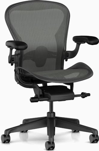 Herman Miller Aeron Chair Size B - Graphite Fully Loaded Adjustable Arm Height Tilt Tension Control Posture Fit