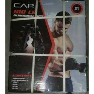 Cap Barbell 100 lb Cast Iron Hex Dumbbell Weight Set with Rack - Sports Supplies Online Store