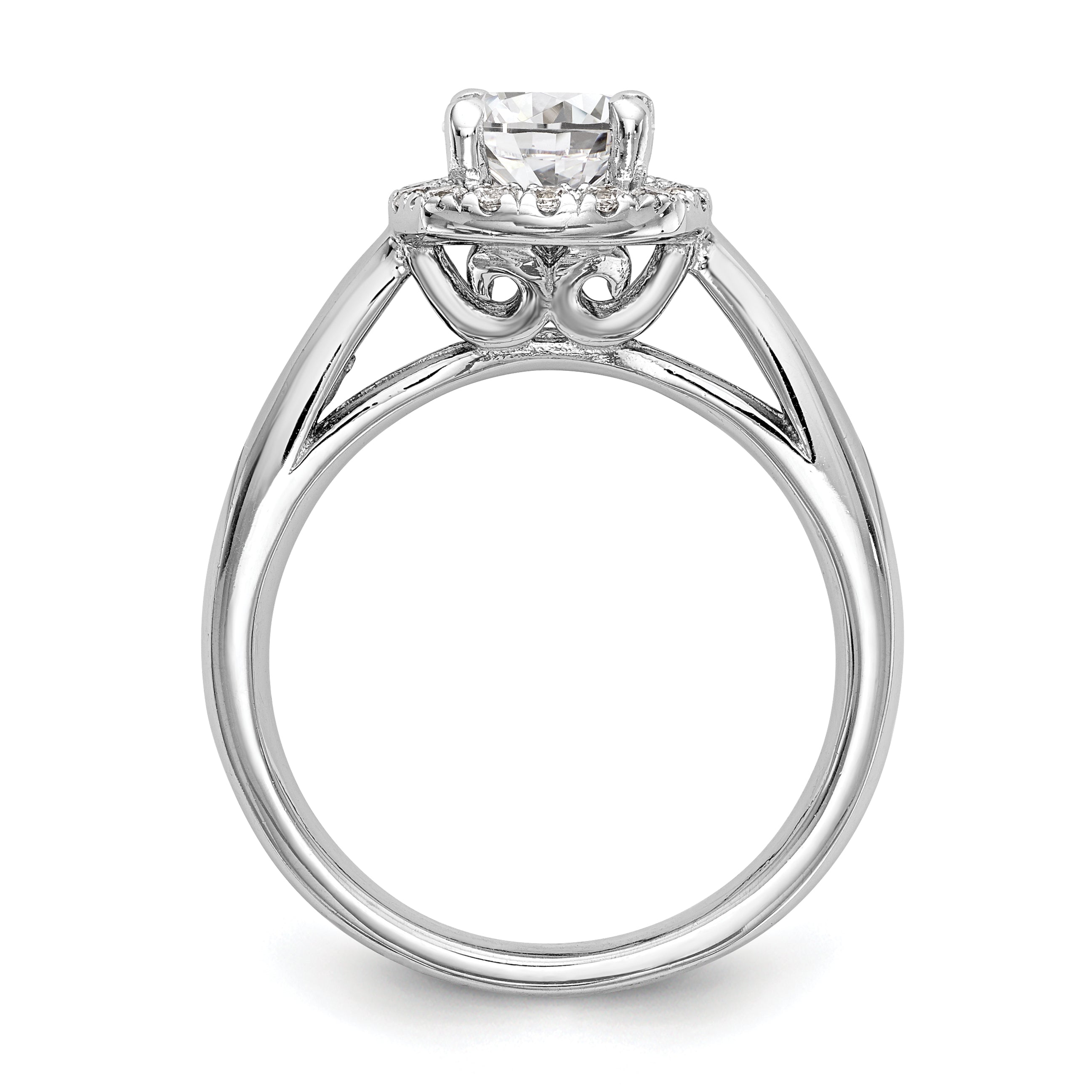 0.75ct. CZ Solid Real 14K White Gold Round Halo Engagement Ring