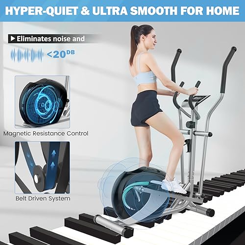 Elliptical Exercise Machine, Dripex Magnetic Elliptical Machine for Home, Hyper-Quiet Elliptical Training Machines w/ 6KG Flywheel