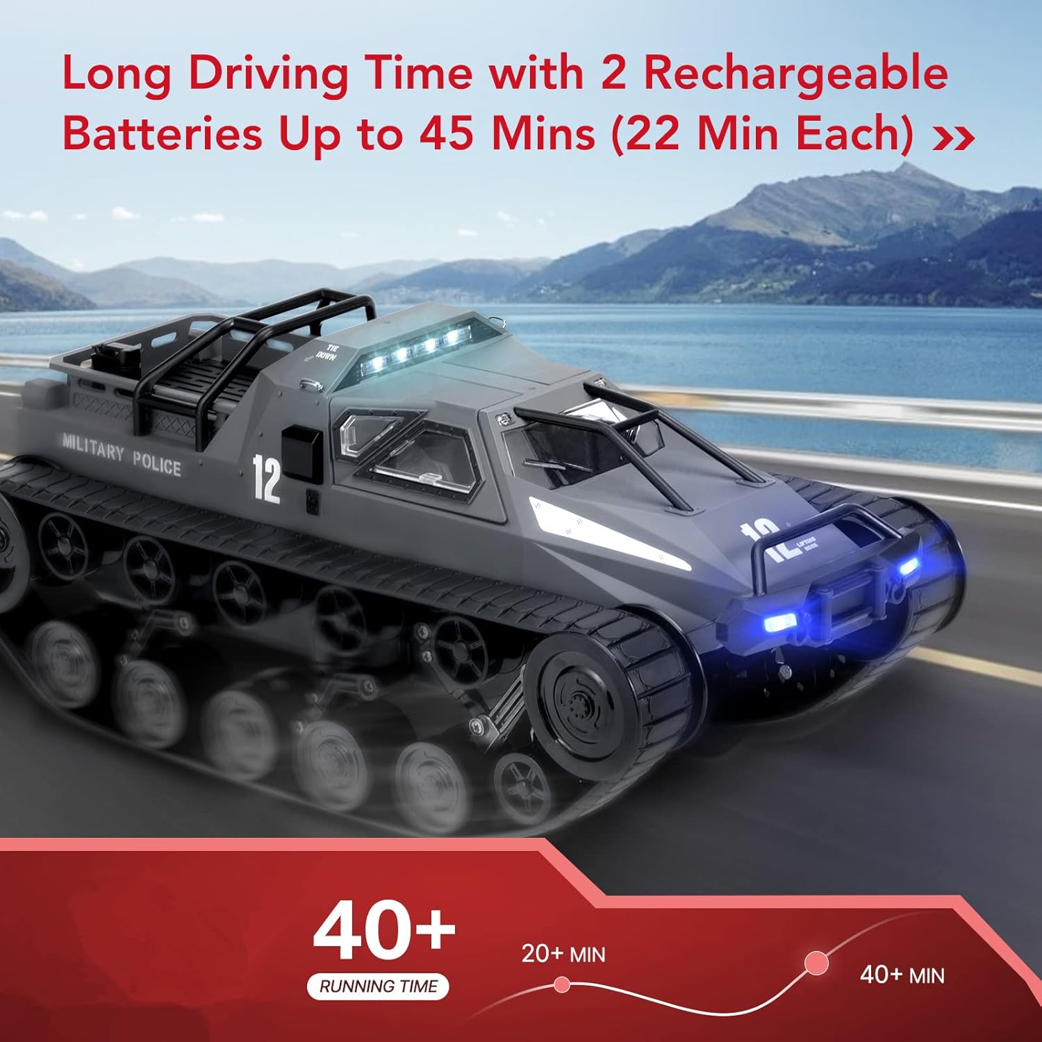 Bwine Q111 RC Rock Crawler, 1:12 Scale All Terrain Off-Road RC Crawler with Strong Starting Force, Smoke Effect & LED Light, Openable Door