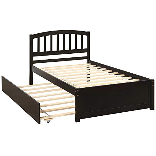 SOFTSEA Full Size Platform Bed with Storage, Platform Bed with Drawers and Bed End Case, Wood Platform Bed Frame with Storage Bookcase Headboard