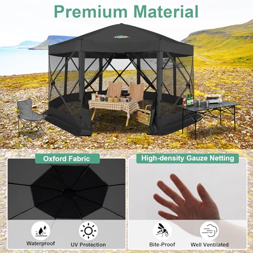 COBIZI 12x12ft Pop up Gazebo Screen Tent Screen House for Camping, Camping Outdoor Screened Gazebo, Canopy Tent
